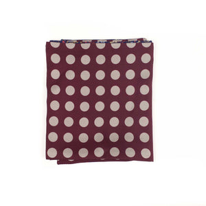 Double-sided hand-printed silk scarf, nature and polka dot sides