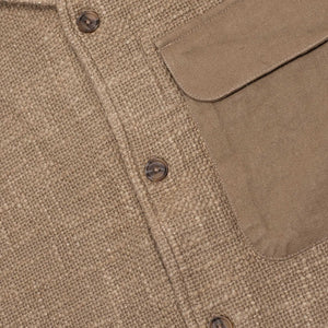 Field shirt jacket in moonrock taupe slubby cotton