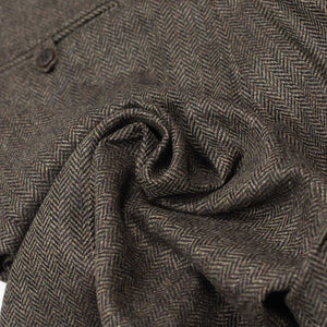 Westside side-tab high-rise wide tapered pleated trousers in brown olive herringbone wool cashmere (restock)