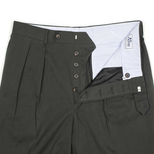 Exclusive Brooklyn double-pleated high-rise wide trousers in charcoal grey cotton twill
