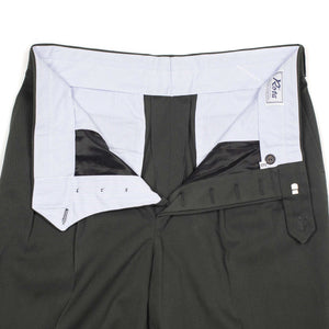 Brooklyn double-pleat high-rise wide fit trousers in slate grey cotton twill (restock)