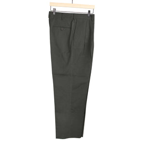 Exclusive Brooklyn double-pleated high-rise wide trousers in charcoal grey cotton twill