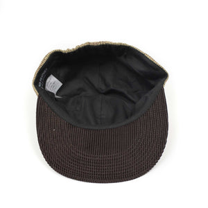 Classic 6 panel cap in beige guncheck cotton flannel with cord brim