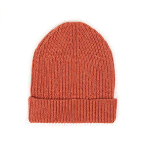 Aasmara wool beanie hat in orange wool mix