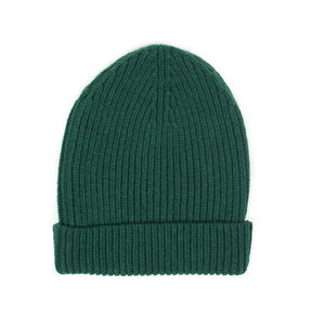 Aasmara wool beanie hat in pine green wool mix
