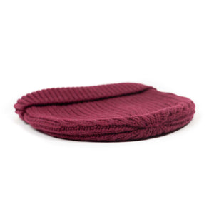 Aasmara wool beanie hat in burgundy wool mix
