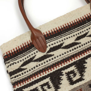 Chamula handknit blanket tote bag in Greca Antigua pattern
