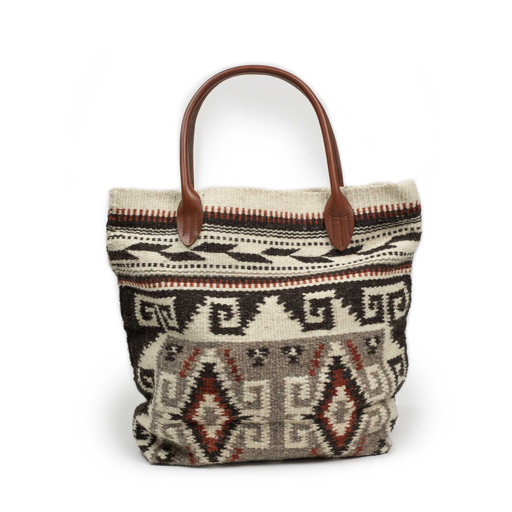 Monitaly Chamula handknit blanket tote bag in Greca Antigua pattern