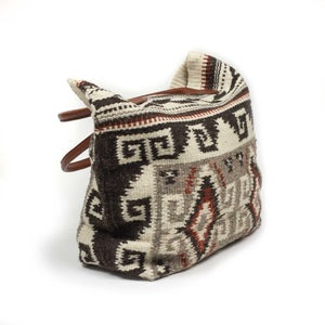Chamula handknit blanket tote bag in Greca Antigua pattern
