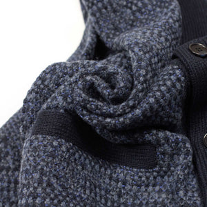 V-neck cardigan in navy and indigo wool mix