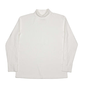 Rollneck t-shirt in white ribbed cotton jersey