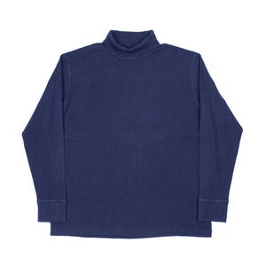 Blue Blue Japan FW25 Rollneck t-shirt in hand-dyed indigo ribbed