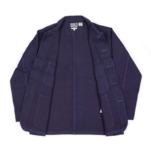 Natural indigo sashiko cotton coverall jacket