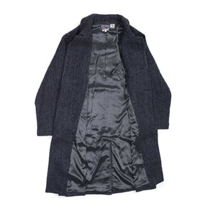 Overcoat in navy Roving tweed wool