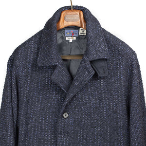 Overcoat in navy Roving tweed wool