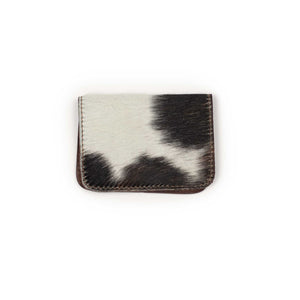 Double card holder in natural hair-on calf leather