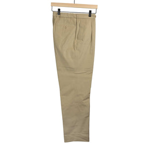 Pleated easy pants in beige cotton twill (restock)