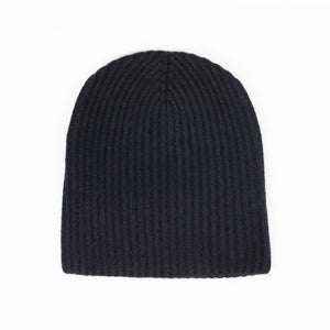 Ribbed hat in Black 4-ply Geelong wool