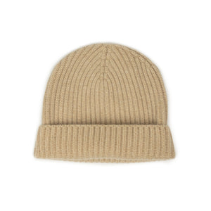 Ribbed hat in Natural 4-ply pure cashmere