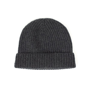 Ribbed hat in Charcoal 4-ply Geelong wool