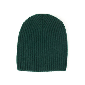 Ribbed hat in Tartan Green 4-ply Geelong wool