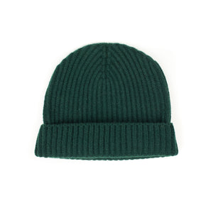 Ribbed hat in Tartan Green 4-ply Geelong wool