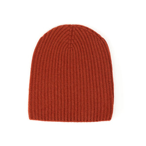 Ribbed hat in Harissa 4-ply pure cashmere