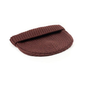Ribbed hat in umber 4-ply Geelong wool