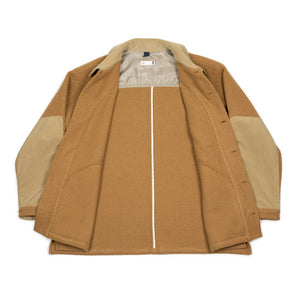 Shirt jacket in Camel basketweave dobby wool mix