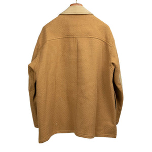 Shirt jacket in Camel basketweave dobby wool mix