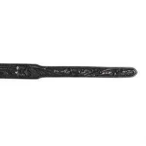 Hand tooled leather belt in black