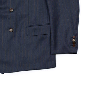 x Sartoria Carrara: Double-breasted jacket in Drapers "Five Stars / Superbio" blue wool with tan stripe (separates)