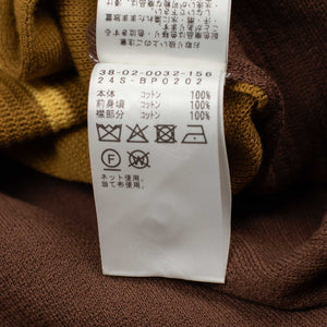 Knit polo in brown retro stripe cotton