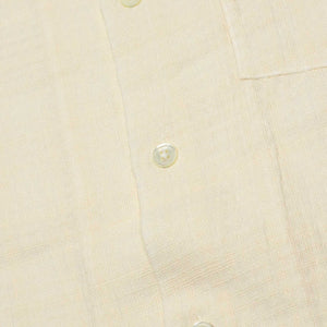 Grain camp collar shirt in cream checked cotton gauze