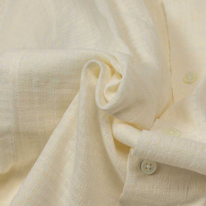 Grain camp collar shirt in cream checked cotton gauze