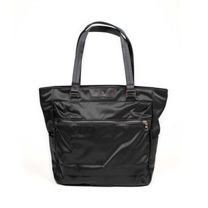 black nylon travel tote bag Progress travel tote bag in black nylon and black shrunken leather