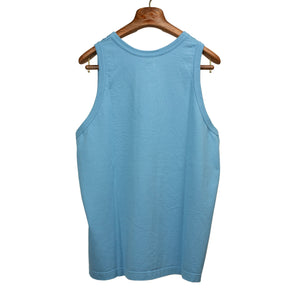 U-neck tank in saxe blue cotton jersey