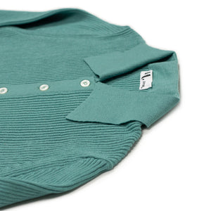 AAlgua long sleeve knitted polo shirt in teal ribbed cotton