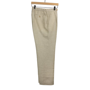 Exclusive single-pleated easy pants in pearl wool herringbone