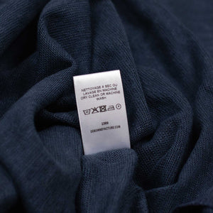Oversized pocket tee in dark navy French linen jersey
