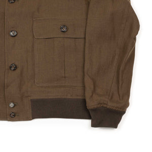Valstarino bomber jacket in Chocolate brown linen, unlined