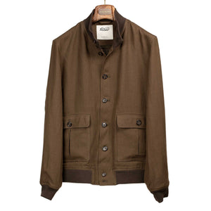 Valstarino bomber jacket in Chocolate brown linen, unlined