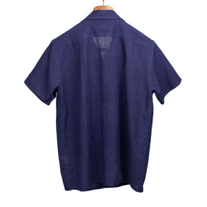 Chintan shirt in indigo dyed khadi with hand-embroidered floral motifs