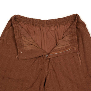 Milo relaxed drawstring shorts in nutshell brown lace embroidered cotton
