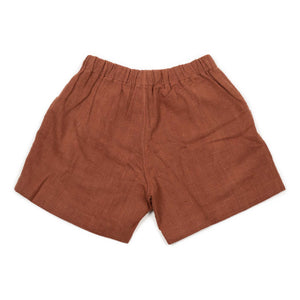 Easy shorts in brick red hand-loomed cotton basketweave