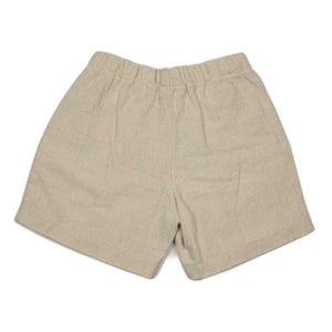 Easy shorts in ecru hand-loomed cotton basketweave