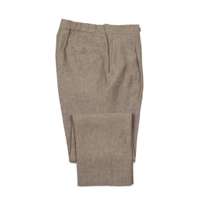 Exclusive single-pleated easy pants in brown linen
