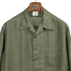 Chiringuito beach shirt in olive green lightweight linen