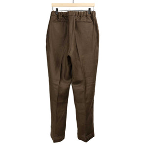 Pleated easy pants in chocolate brown midweight linen