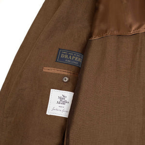 x Sartoria Carrara: ultra-light unlined jacket in Drapers tobacco brown linen (separates)